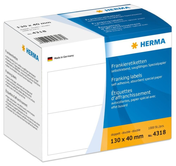 1000 HERMA Frankieretiketten 4318 doppelt 130 x 40 mm weiß