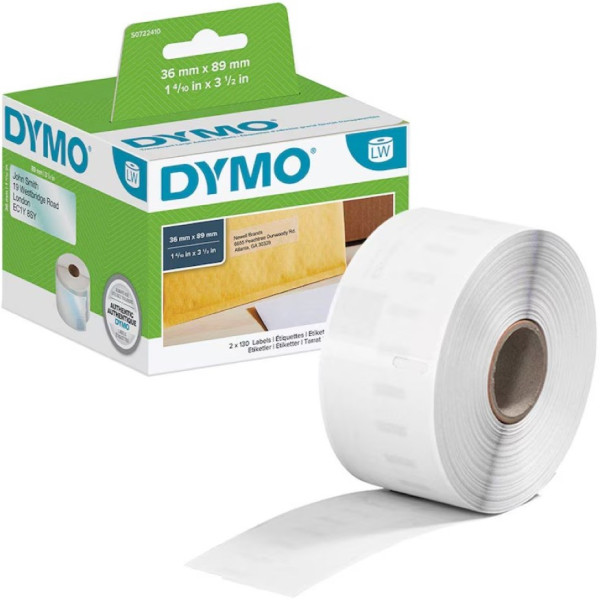 DYMO Etikettenrolle S0722410 mit 260 Einzeletiketten 36 x 89 mm transparent