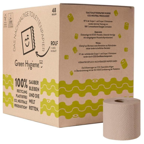 Green Hygiene Toilettenpapier ROLF 2-lagig Recyclingpapier 48 Rollen