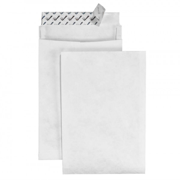 20 BONG Faltentaschen Tyvek Expander B4 weiß ohne Fenster mit 3,8 cm Falte