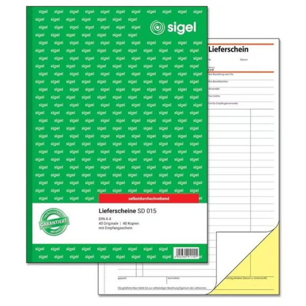 sigel Lieferscheinbuch SD 015 DIN A4 SD mit Empfangsschein