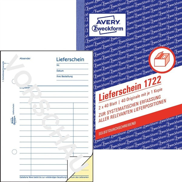 AVERY® Zweckform Lieferscheinbuch 1722 DIN A6 SD