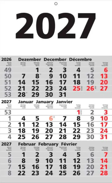 2x 3-Monats-Wandkalender 2027