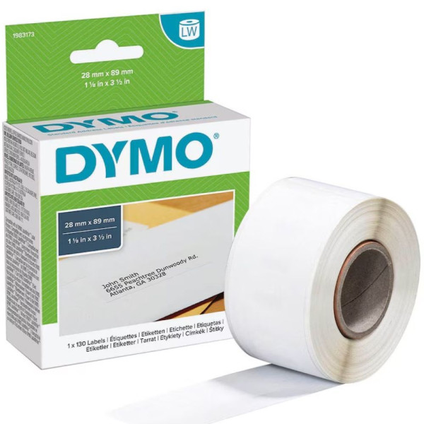 DYMO Etikettenrolle 1983173 mit 130 Einzeletiketten 28 x 89 mm weiß