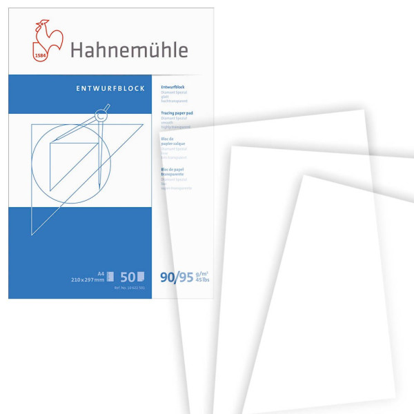 Hahnemühle Transparentpapier 10622501 Entwurfblock 90/95 g/m² A4 50 Blatt