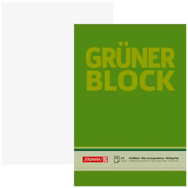 BRUNNEN Briefblock 1052436 DIN A5 blanko 60 g/m² ungelocht 50 Blatt