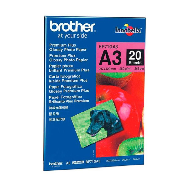brother Fotopapier BP71GA3 Premium Plus DIN A3 glänzend 260 g/m², 20 Blatt