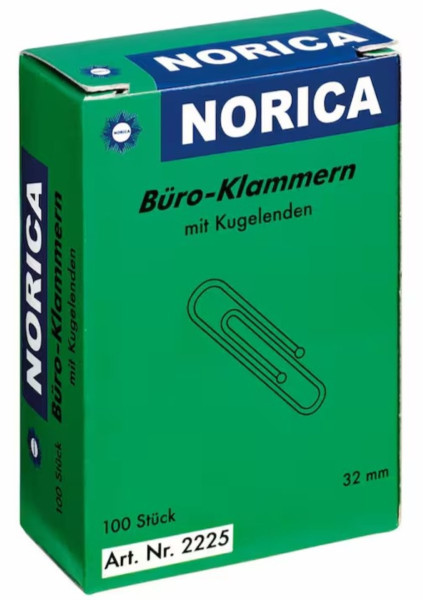 100 ALCO Büroklammern NORICA 2225 verzinkt 32 mm runde Form