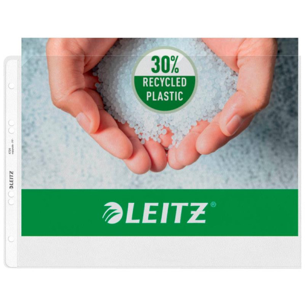50 LEITZ Prospekthüllen Recycle 4724 DIN A4 quer transparent genarbt 0,13 mm