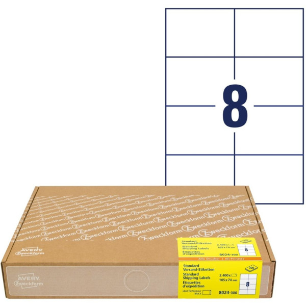 2400 AVERY® Zweckform Versand-Etiketten 8024-300 weiß 105 x 74 mm