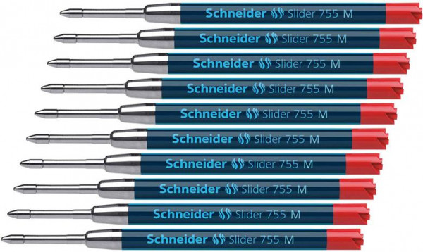 10 Schneider Slider 755 M rot Kugelschreiberminen