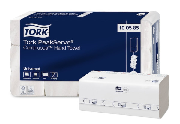 4920 TORK Papierhandtücher 100585 PeakServe® Endlos™ H5 Interfold-Falz 1-lagig weiß Zellstoff-Papier