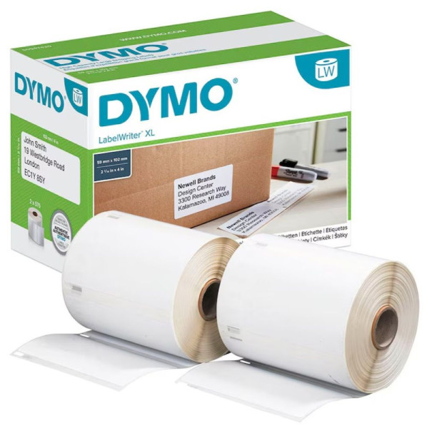 2x DYMO Etikettenrollen S0947420 mit je 575 Einzeletiketten 102 x 59 mm weiß