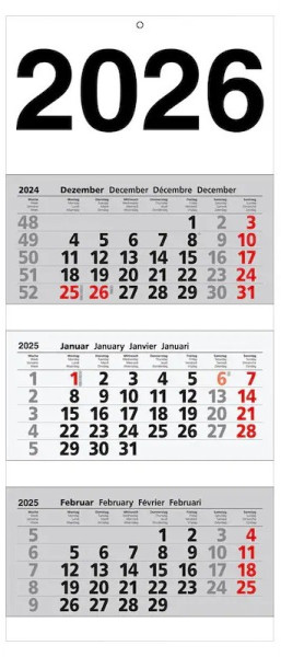 3-Monats-Wandkalender 2026