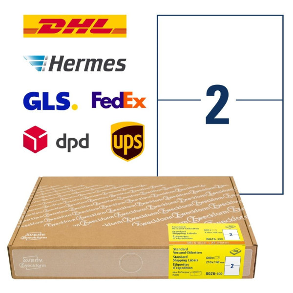 600 AVERY® Zweckform Versand-Etiketten 8026-300 weiß 210 x 148 mm