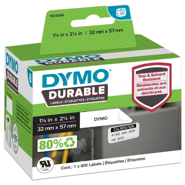 DYMO Hochleistungs-Etikettenrolle 1933084 mit 800 Einzeletiketten 57 x 32 mm weiß