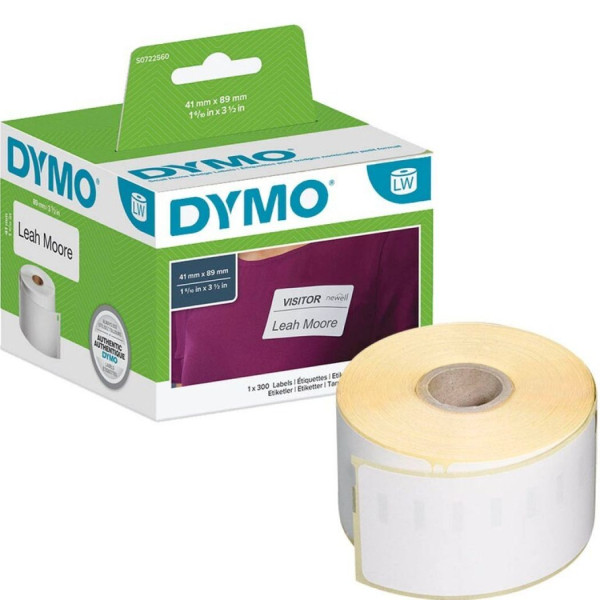 DYMO Etiketterollen S0722560 mit 300 Einzeletiketten 41 x 89 mm weiß