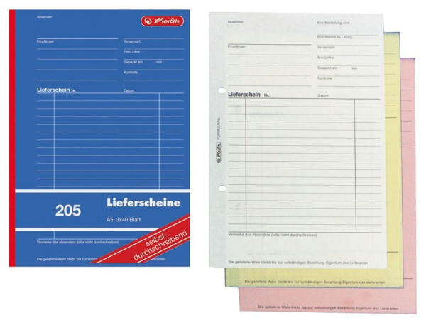 herlitz Lieferscheinbuch 205 DIN A5 SD mit Empfangsschein