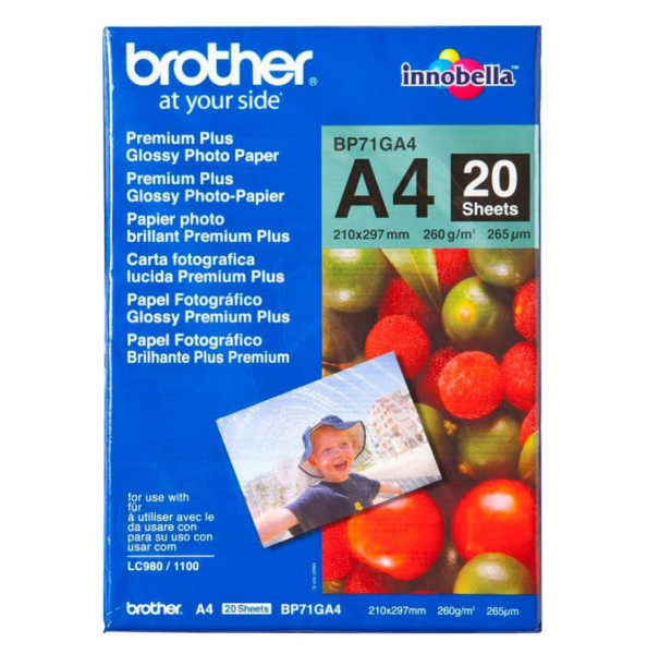 brother Fotopapier BP71GA4 Premium Plus DIN A4 glänzend 260 g/m², 20 Blatt