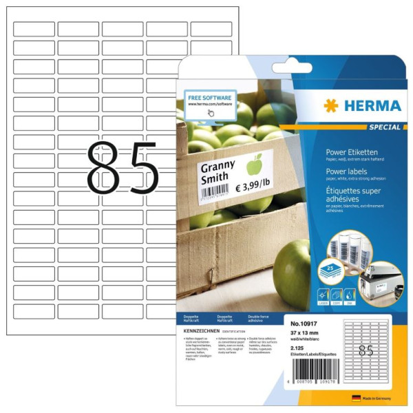 2125 HERMA SPECIAL Power-Etiketten 10917 weiß 37 x 13 mm