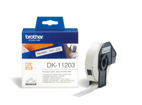 Brother DK-11203 Etikettenrolle mit 300 Einzeletiketten 87 x 17 mm weiß