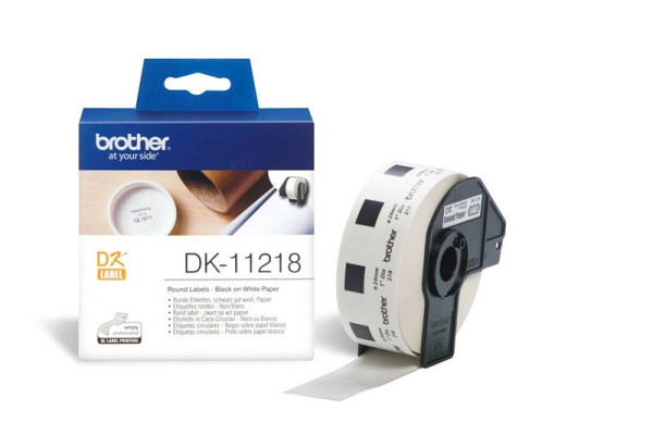 Brother Etikettenrolle DK-11218 mit 1000 Einzeletiketten Ø 24 mm weiß
