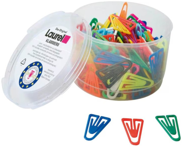 200 Laurel Büroklammern 1303-98 farbsortiert 35 mm Pfeilform