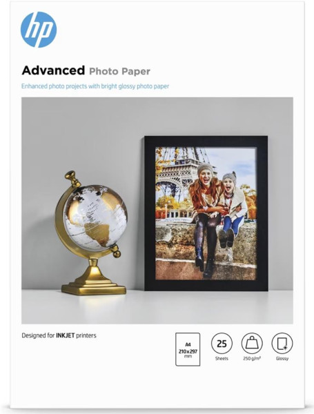 HP Fotopapier Q5456A Advanced DIN A4 glänzend 250 g/m², 25 Blatt