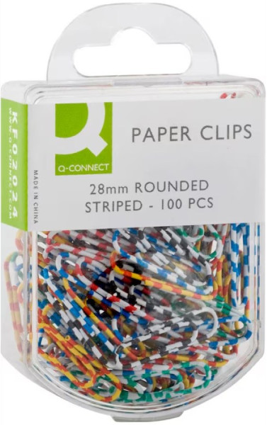 100 Q-CONNECT Büroklammern KF02024 zebra farbsortiert 28 mm runde Form