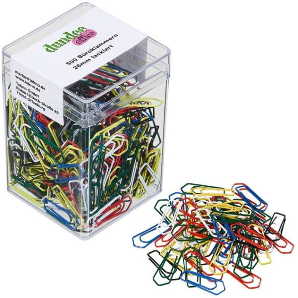 500 dundee Büroklammern 26 mm farbsortiert spitze Form