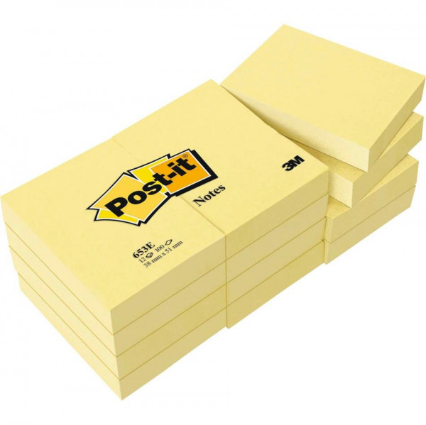 Post-it Notes 653E gelb Haftnotizen 12x 100 Blatt