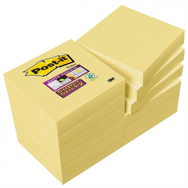 12 Blöcke Post-it® Super Sticky Notes 62212SY gelb