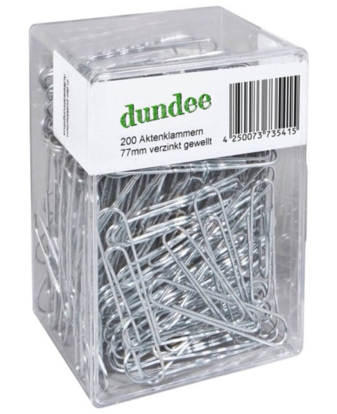 200 dundee Aktenklammern 77 mm glanzverzinkt runde Form