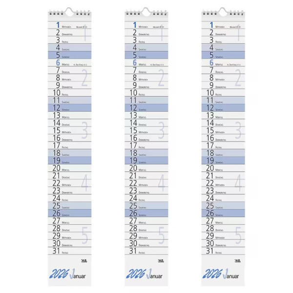 3x Streifenkalender 2026 (BxH) 9,6 x 60 cm