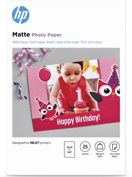 HP Fotopapier 7HF70A Matte 100 x 150 mm matt 180 g/m², 25 Blatt