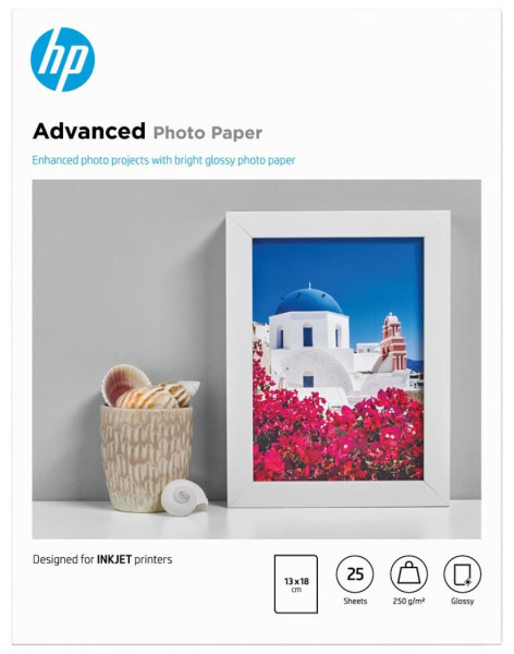HP Fotopapier Q8696A Advanced 130 x 180 mm glänzend 250 g/m², 25 Blatt