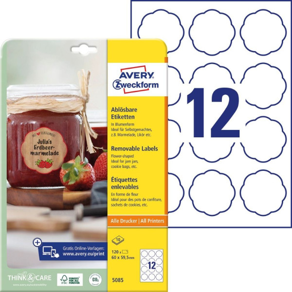 120 AVERY® Zweckform Universal-Etiketten 5085 weiß 60 x 59,5 mm