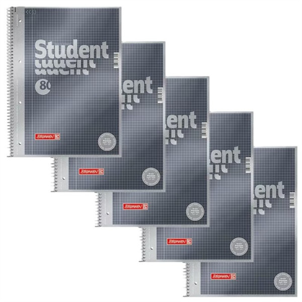 5 BRUNNEN Collegeblöcke Student Premium 1067142 mit Innenrand DIN A4 kariert