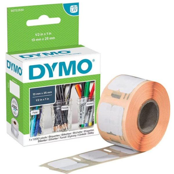 DYMO Etikettenrolle S0722530 mit 1000 Einzeletiketten 13 x 25 mm weiß