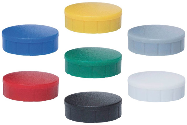 10 MAUL Magnete rund Kunststoff 300 gr / Ø 2 cm x 0,75 cm Höhe