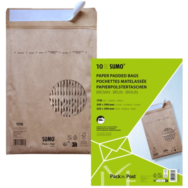 10 Mailmedia Polstertaschen SUMO® Typ 17/G Format DIN C4 braun