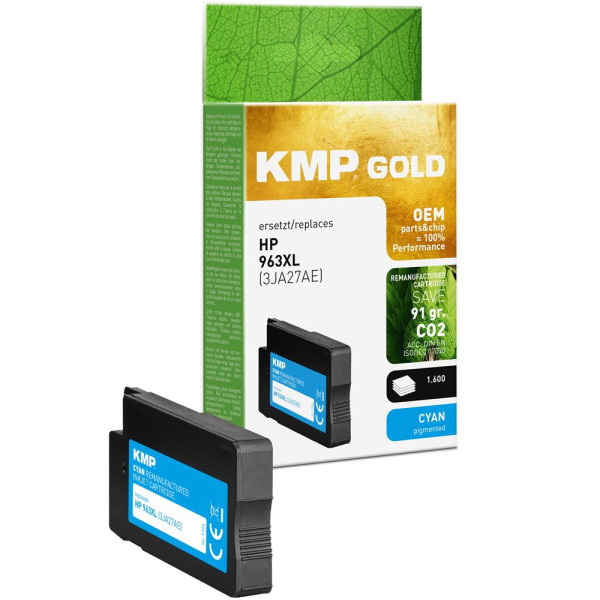 KMP Tinte GOLD ersetzt HP 963XL Tinte 3JA27AE cyan