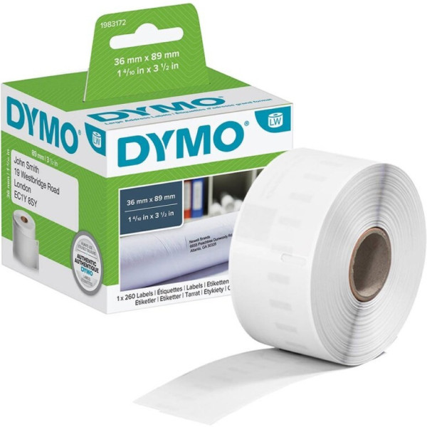 DYMO 1983172 Etikettenrolle S0722400 mit 260 Einzeletiketten 36 x 89 mm weiß
