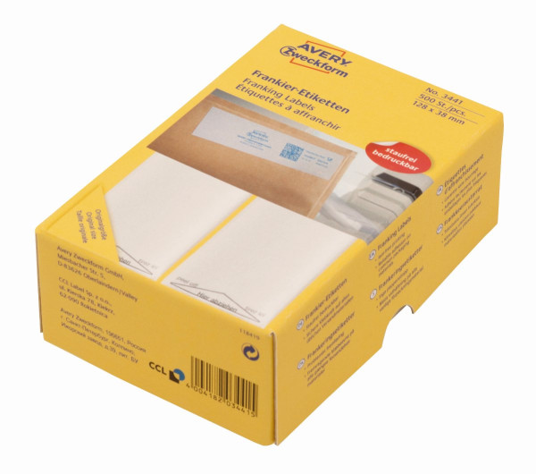 500 AVERY Zweckform Frankieretiketten 3442 weiß 138 x 48 mm