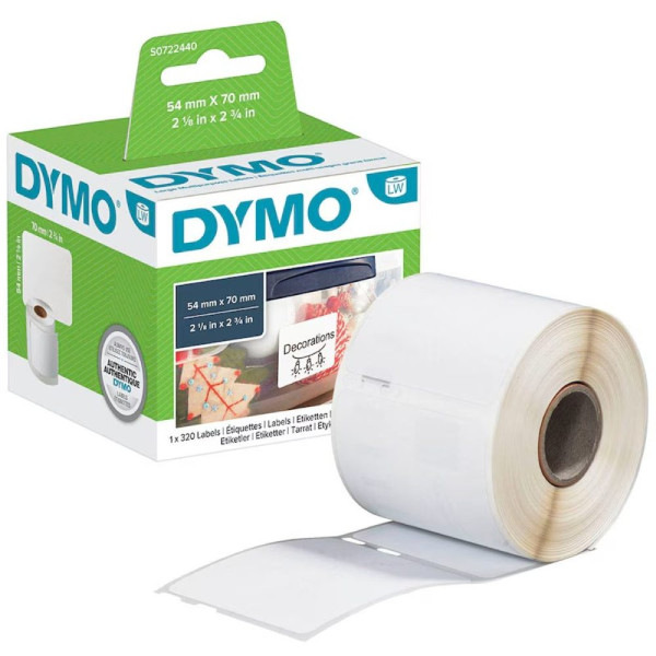 DYMO Etikettenrolle S0722440 mit 320 Einzeletiketten 54 x 70 mm weiß
