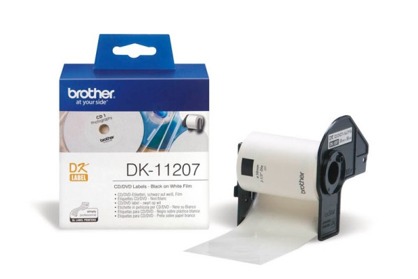 Brother Etikettenrolle DK-11207 mit 100 Einzeletiketten Ø 58 mm weiß