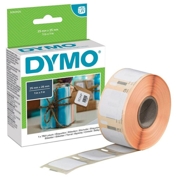 DYMO Etikettenrolle S0929120 mit 750 Einzeletiketten 25 x 25 mm weiß