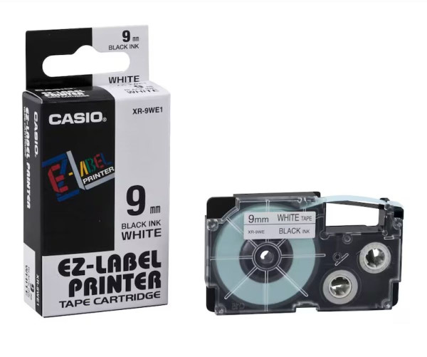 CASIO Schriftband XR-9WE1 schwarz auf weiß 9 mm x 8 m