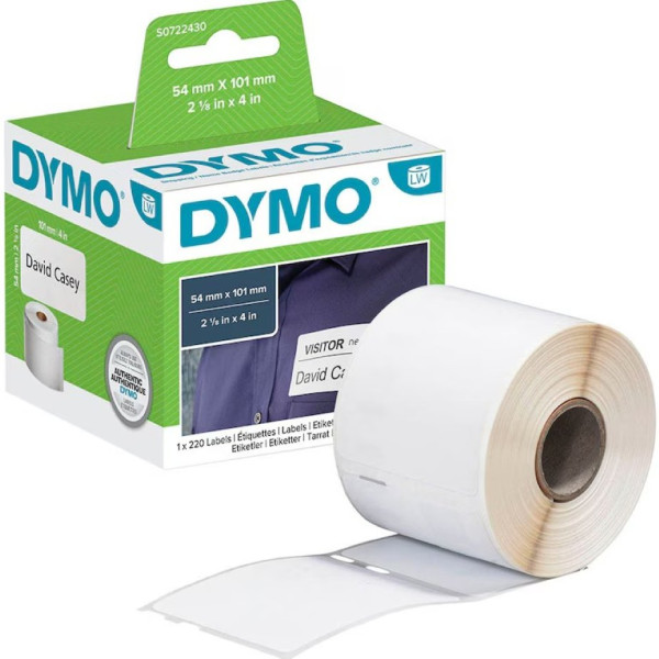 DYMO Etikettenrolle S0722430 mit 220 Einzeletiketten 54 x 101 mm weiß