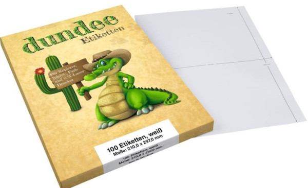 100 dundee Etiketten D585164 weiß 210 x 297 mm